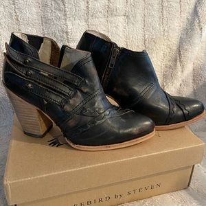 Buckle Freebird Gate Strap Black Ankle Boots